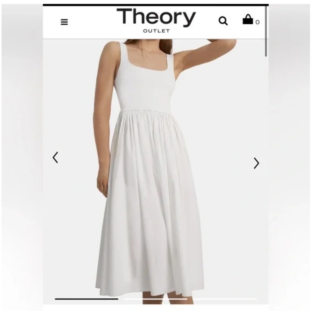 THEORY gathered sleeveless dress in stretch knit white